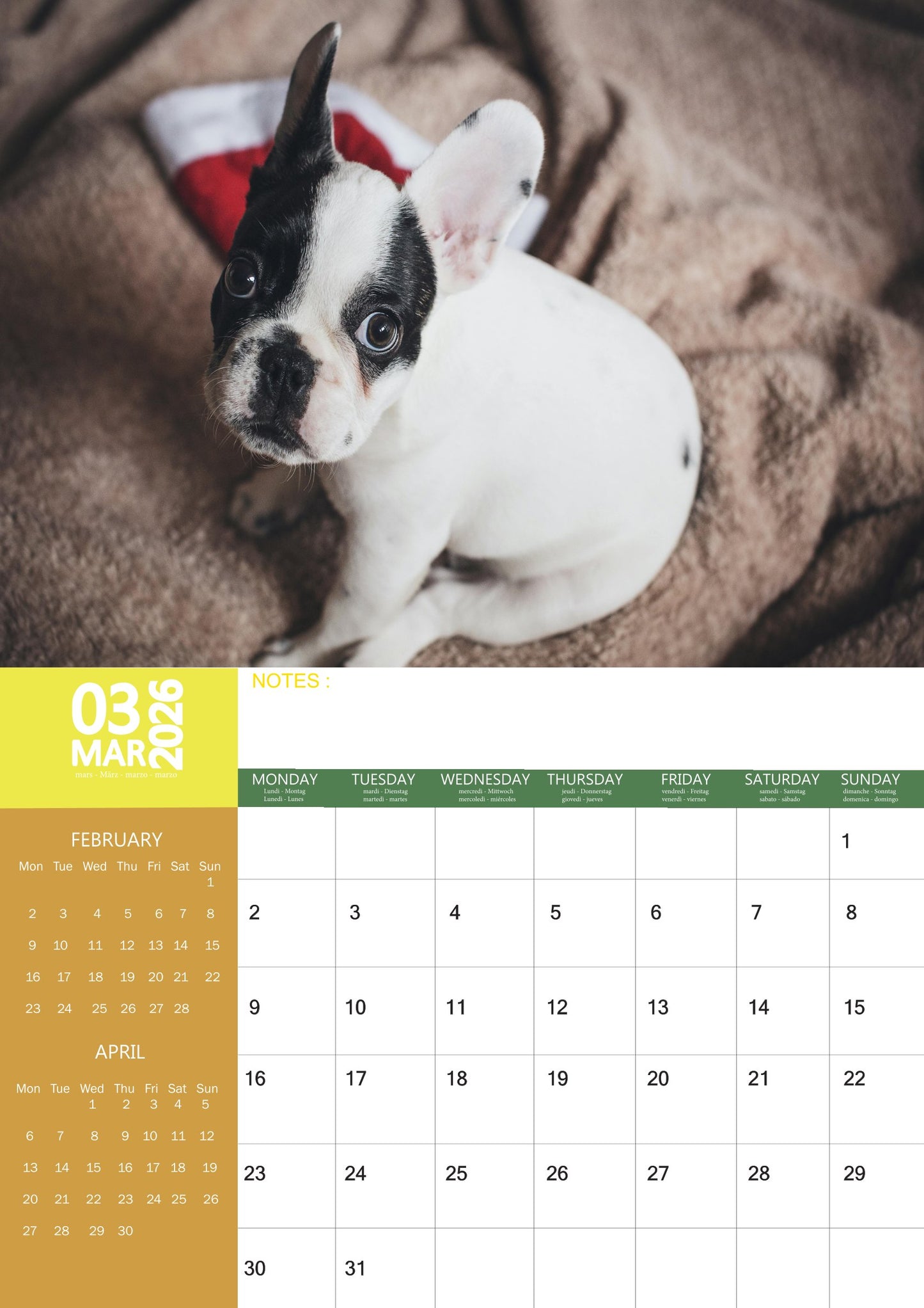 French Bulldog Calendar 2026 – M-PRA Range