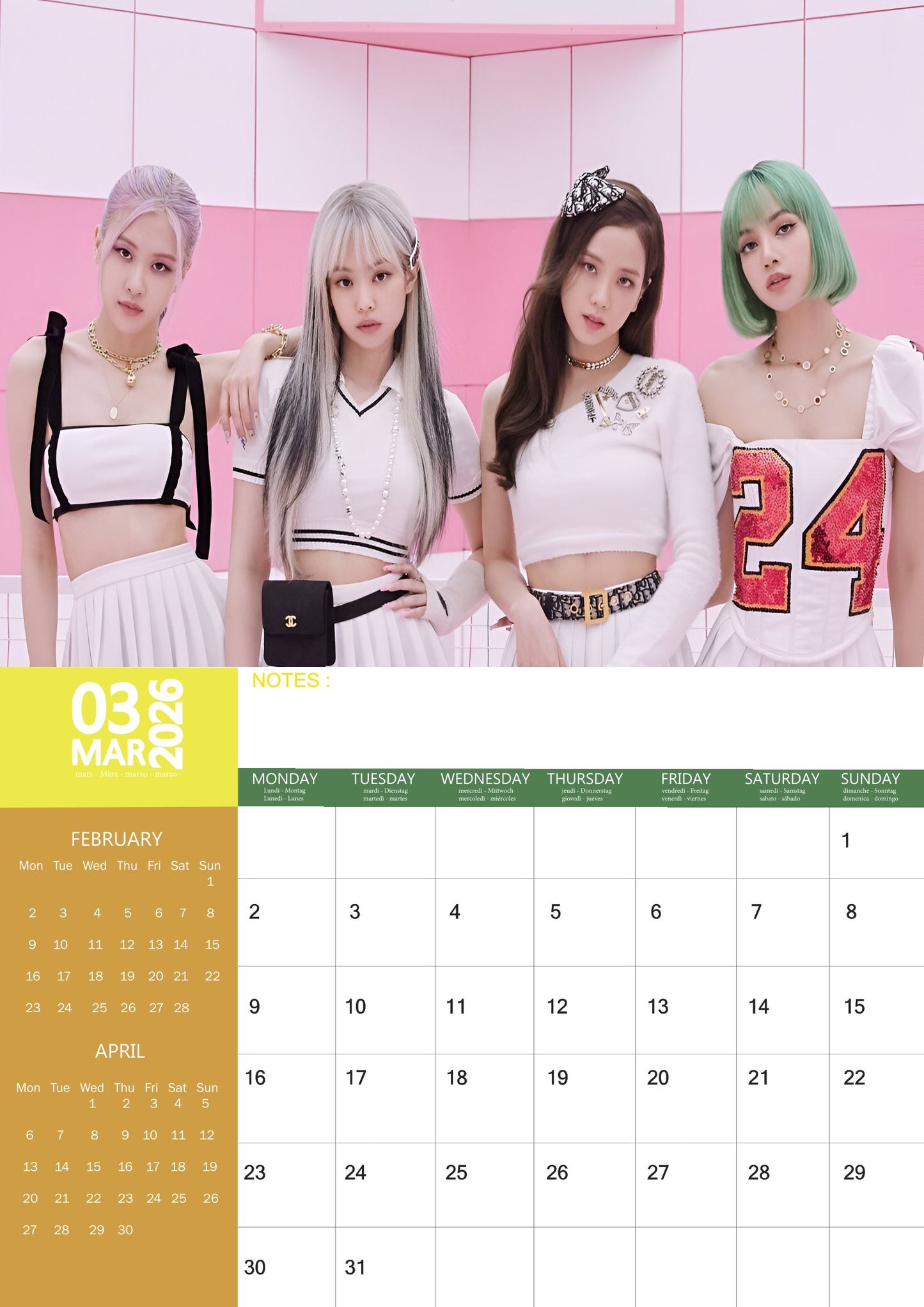 Black Pink Music Calendar 2026 – M-PRA Range