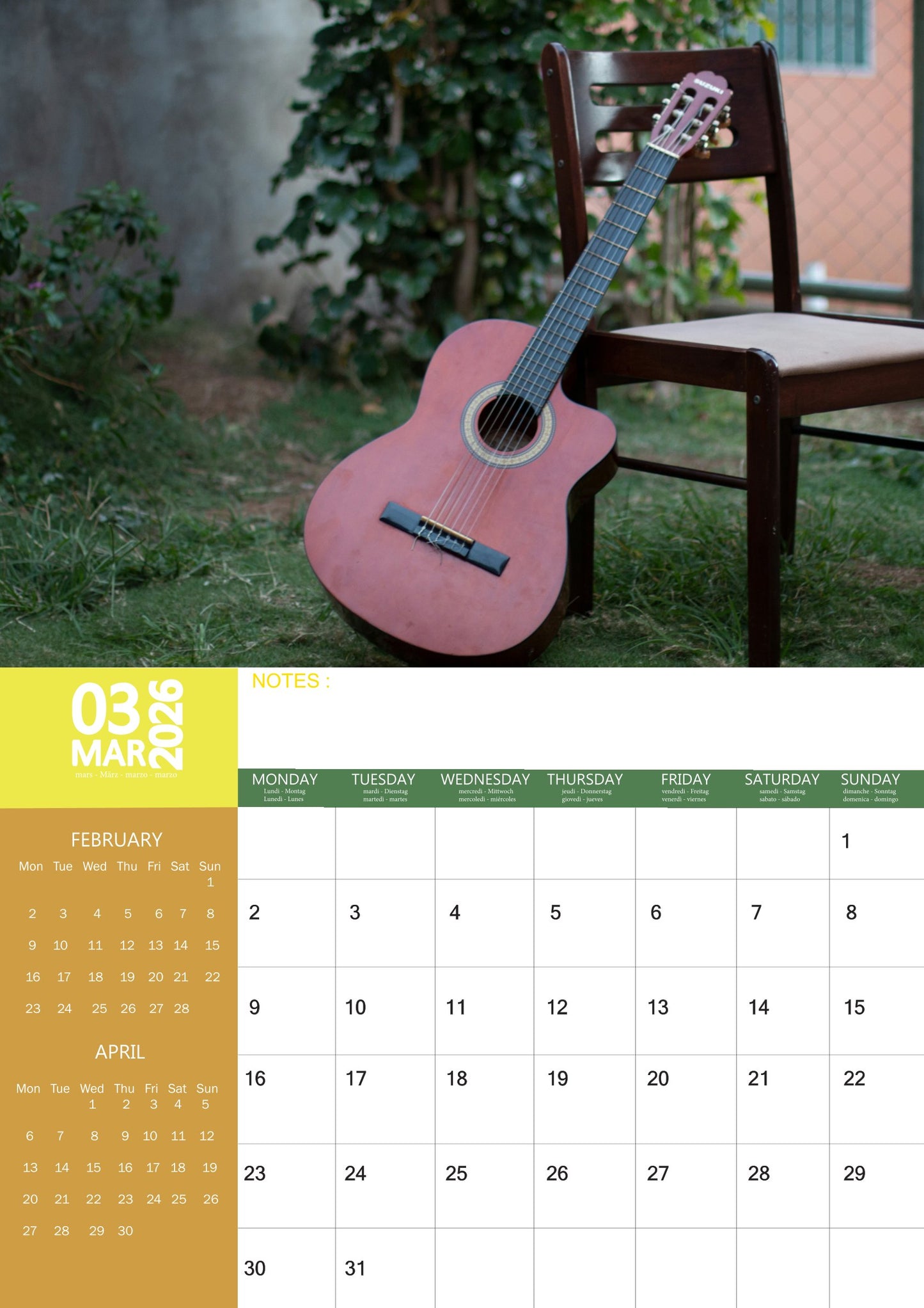 Guitar Art Calendar 2026 – M-PRA Range