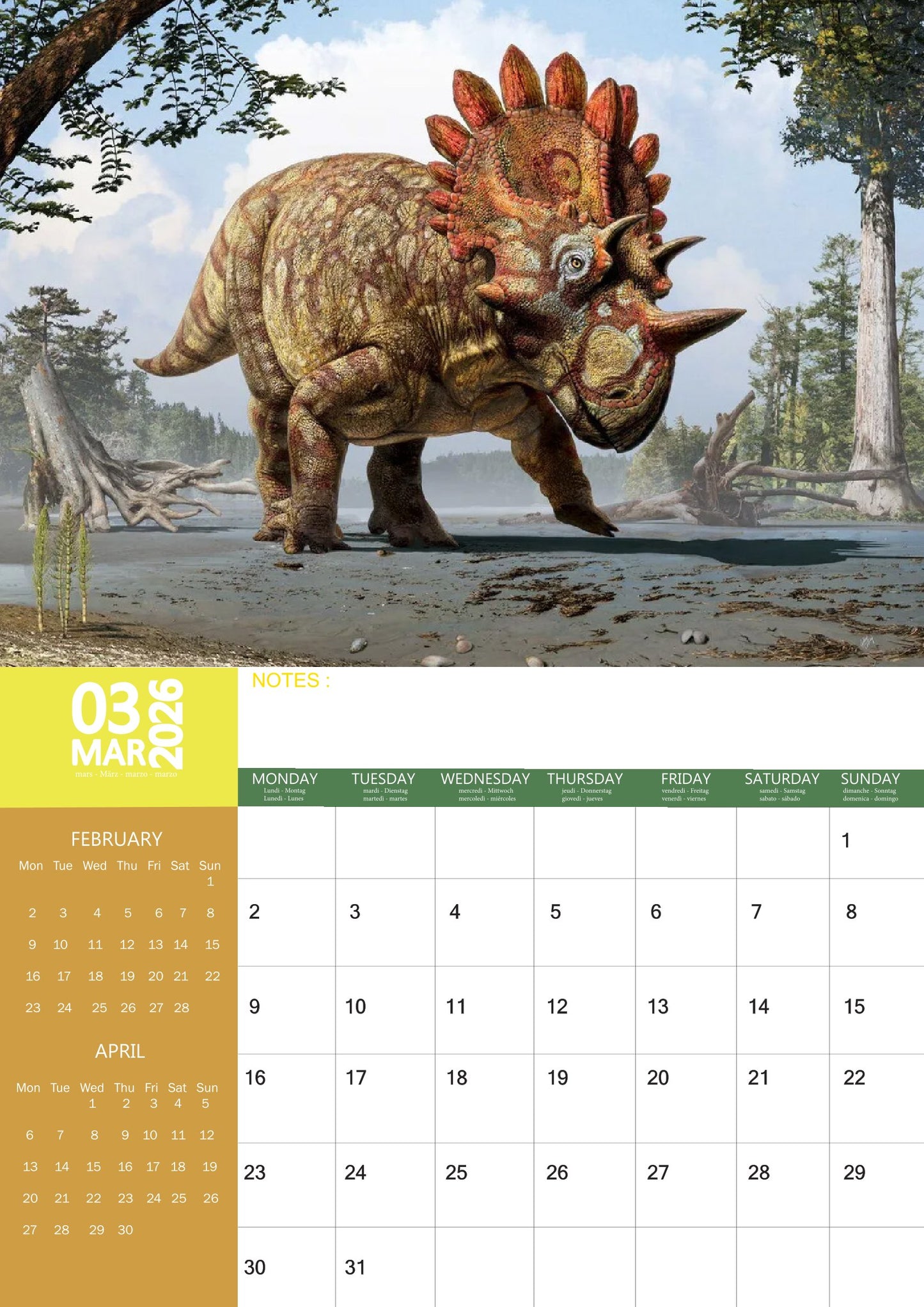 Dinosaur Art Calendar 2026 – M-PRA Range