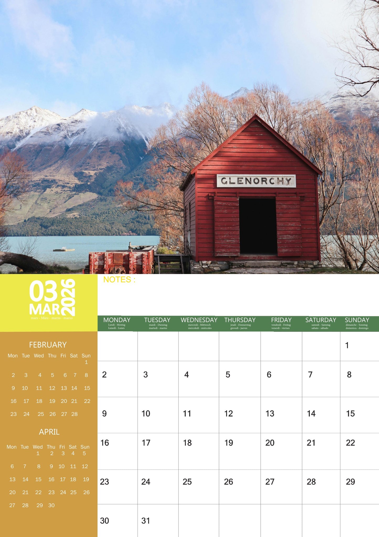 New Zealand Calendar 2026 – M-PRA Range
