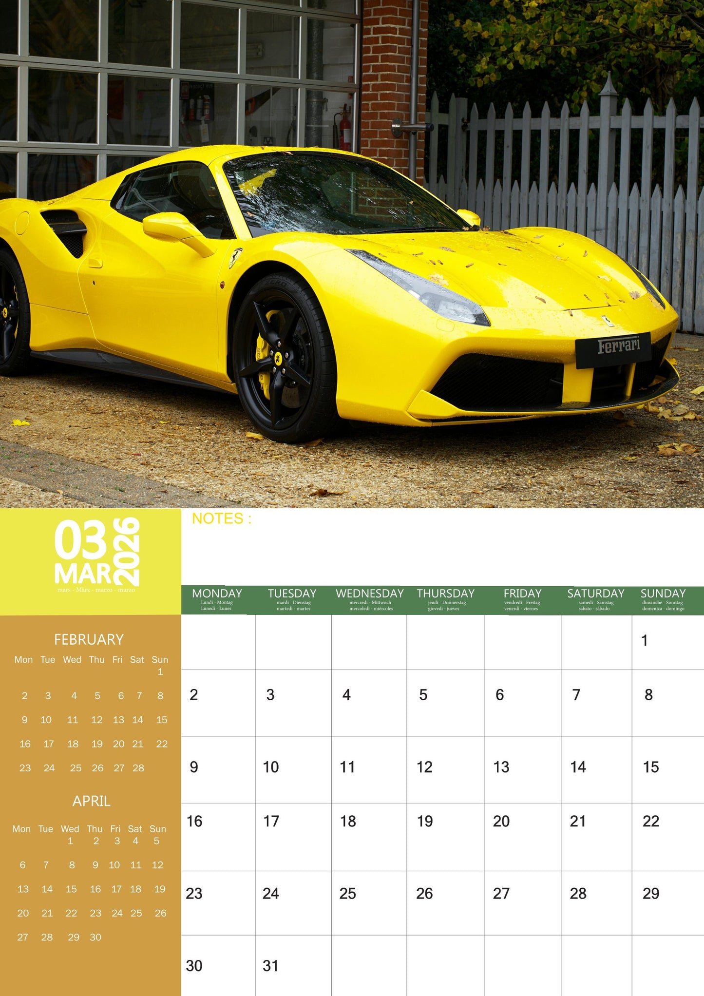 Ferrari Transport Calendar 2026 – M-PRA Range