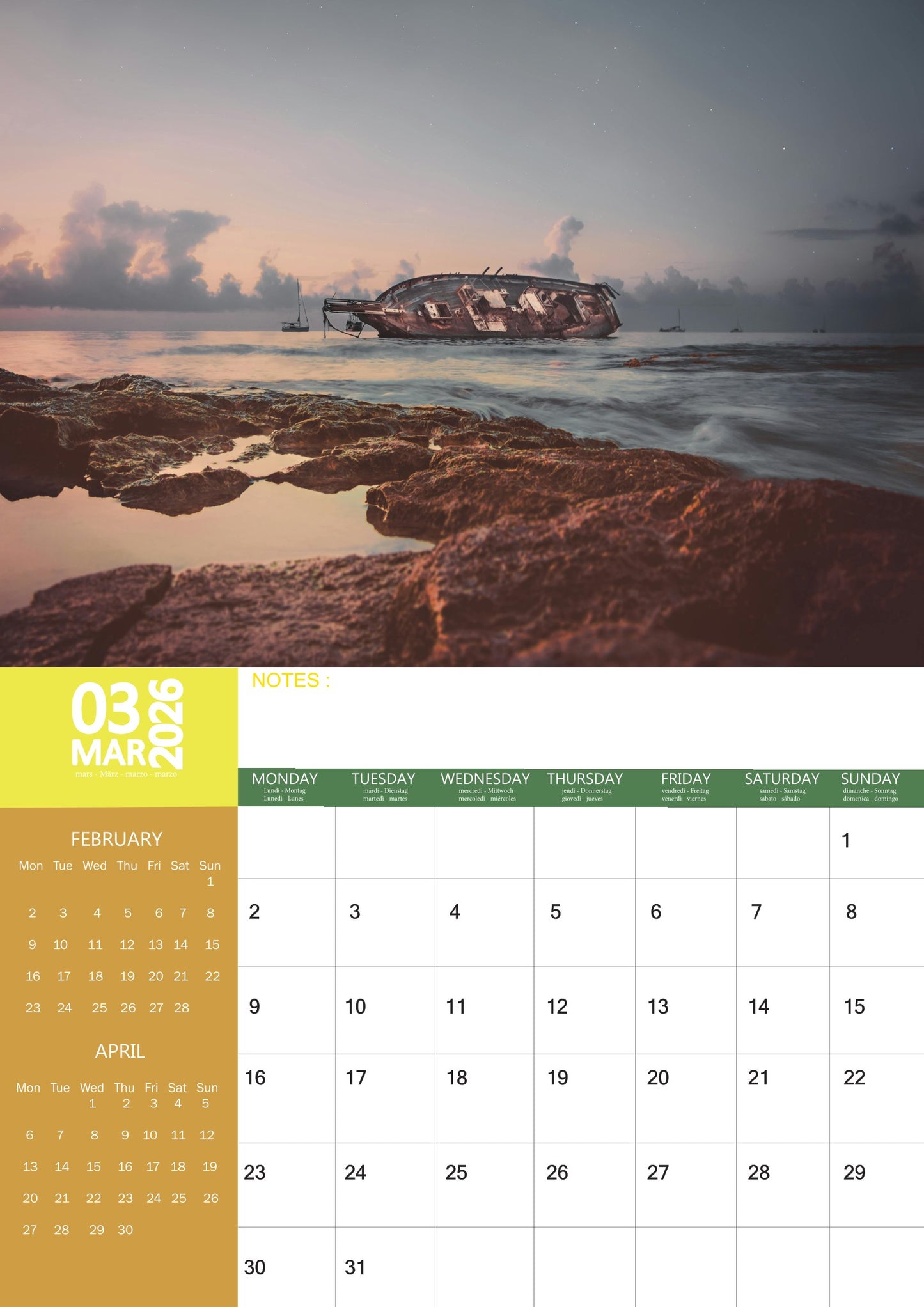 Mexico Calendar 2026 – M-PRA Range
