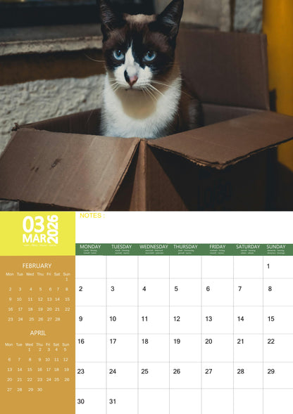 Siamese Cat Calendar 2026 – M-PRA Range