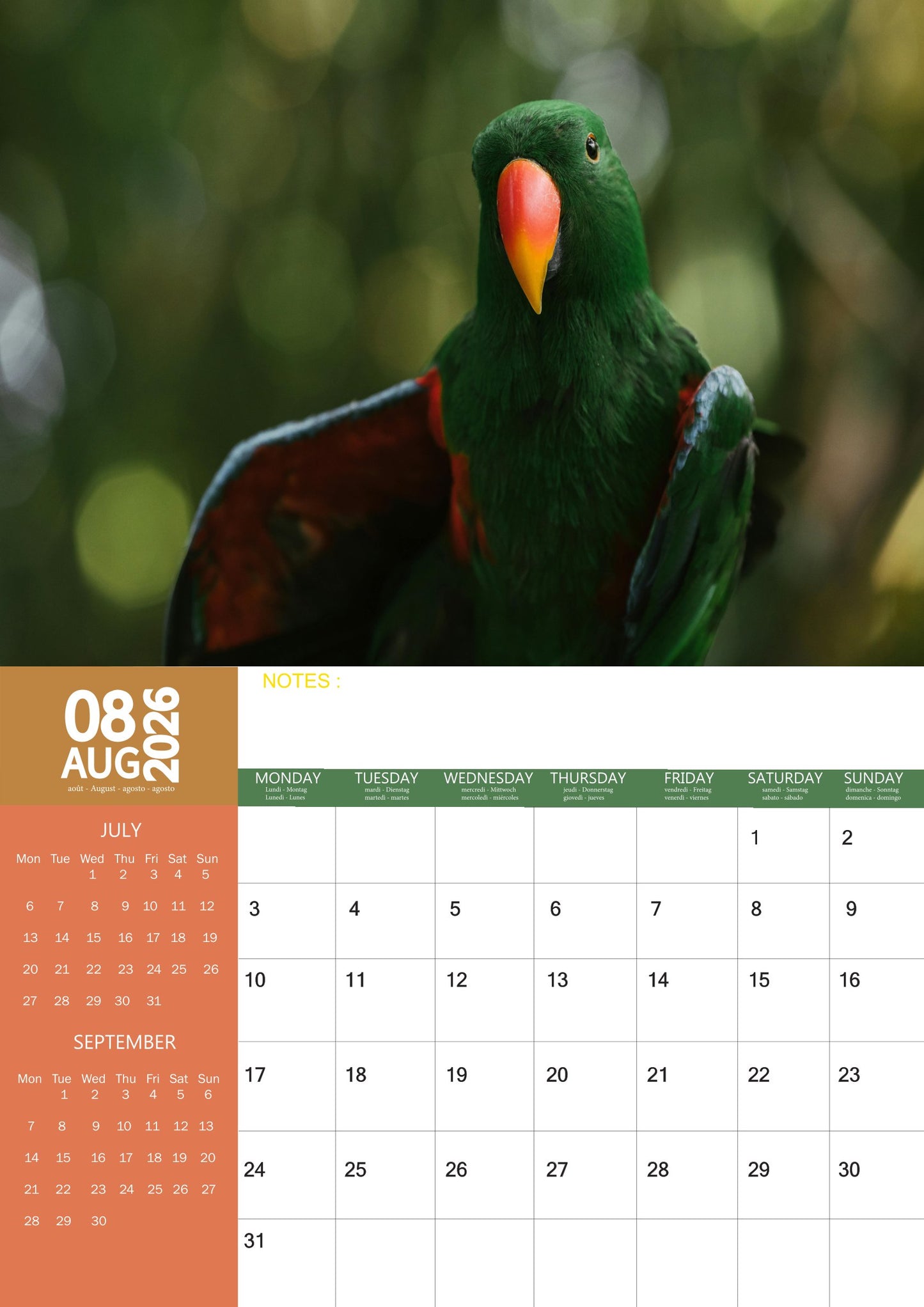 Parrots Calendar 2026 – M-PRA Range