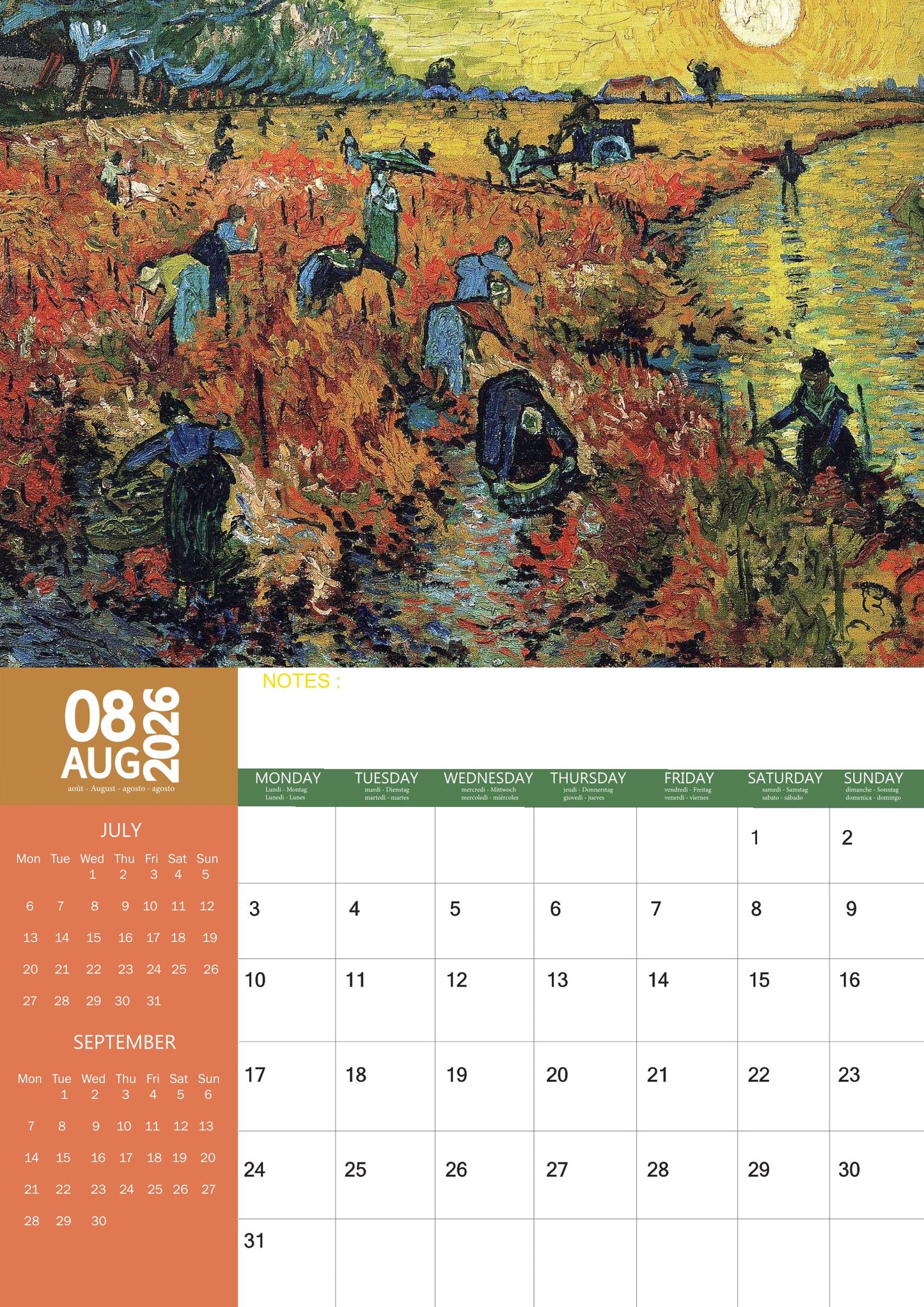 Van Gogh Art Calendar 2026 – M-PRA Range