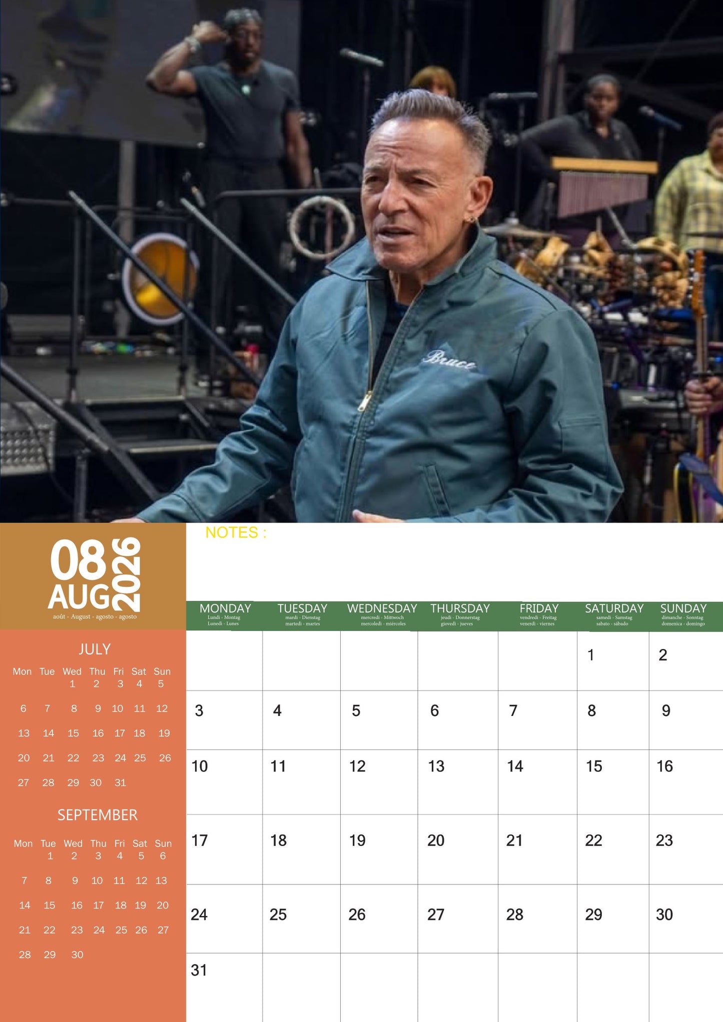 Bruce Springsteen Music Calendar 2026 – M-PRA Range