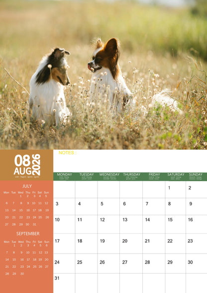 Papillon Dog Calendar 2026 – M-PRA Range