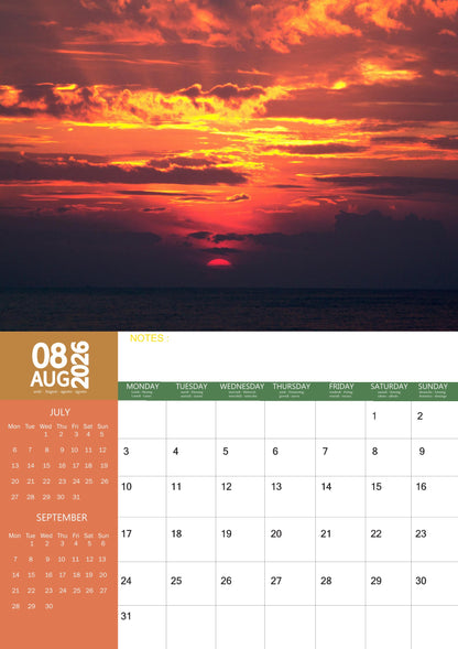 Sunset Natural Calendar 2026 – M-PRA Range