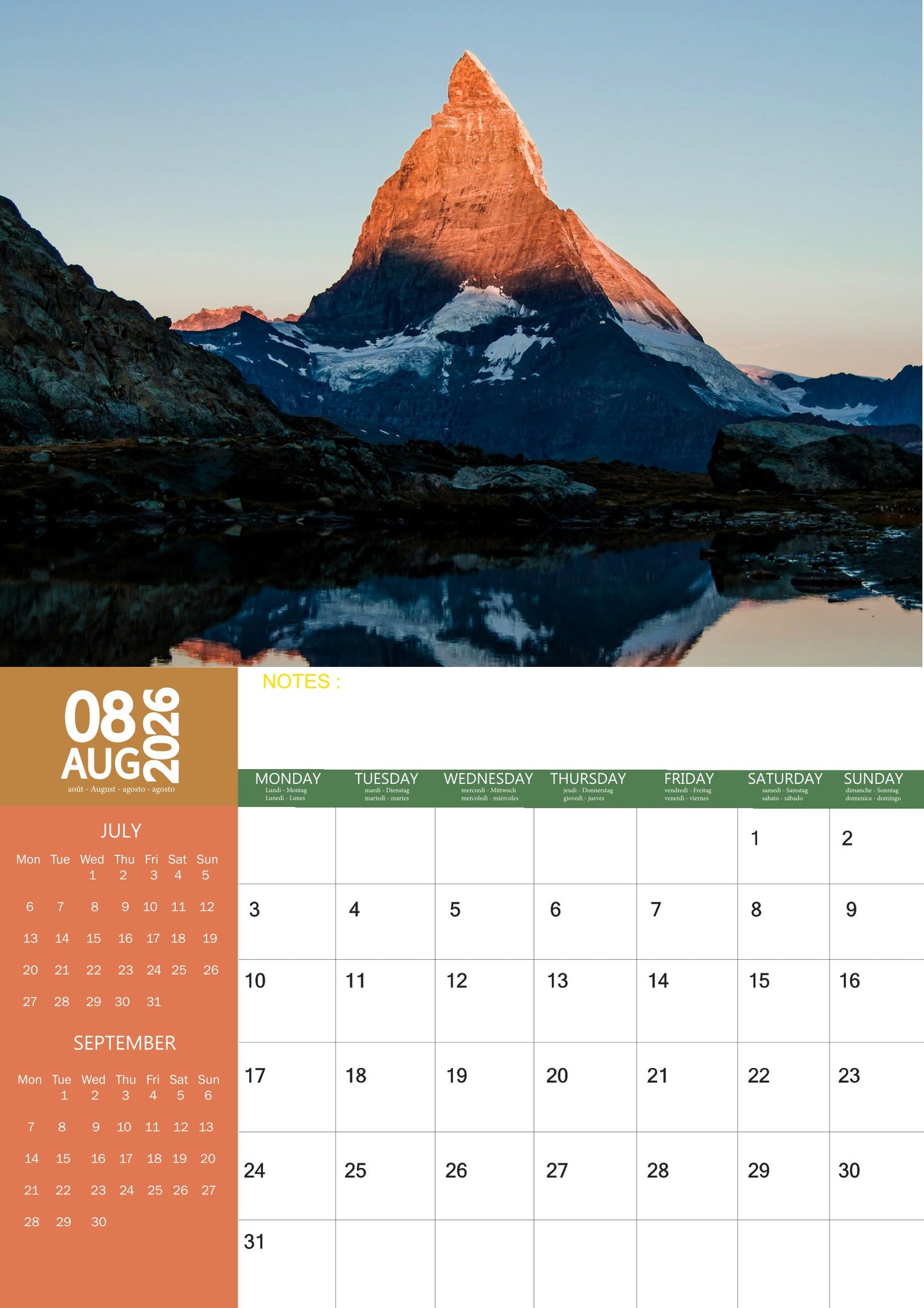 Mountains Natural Calendar 2026 – M-PRA Range