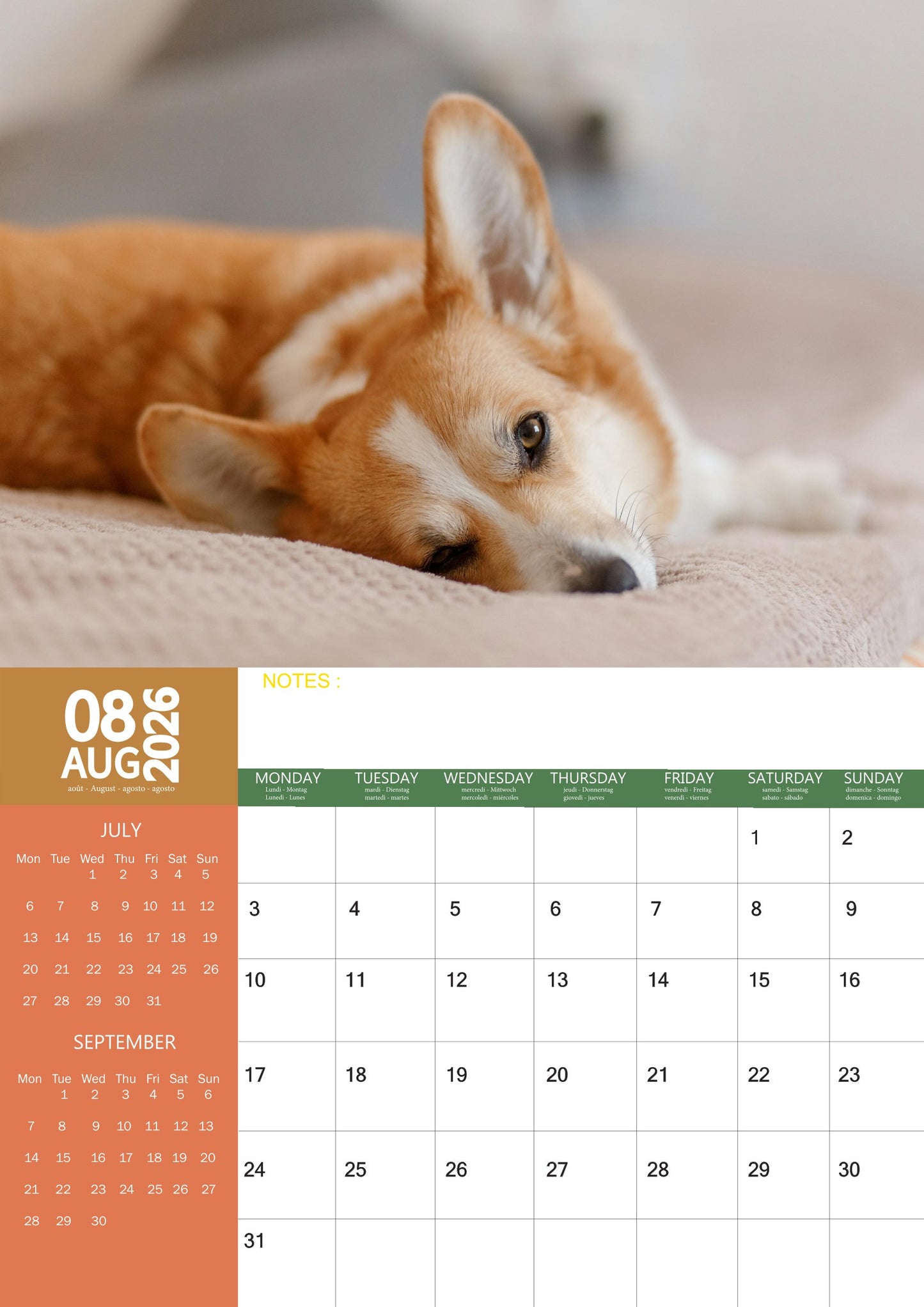 Corgi Dog Calendar 2026 – M-PRA Range