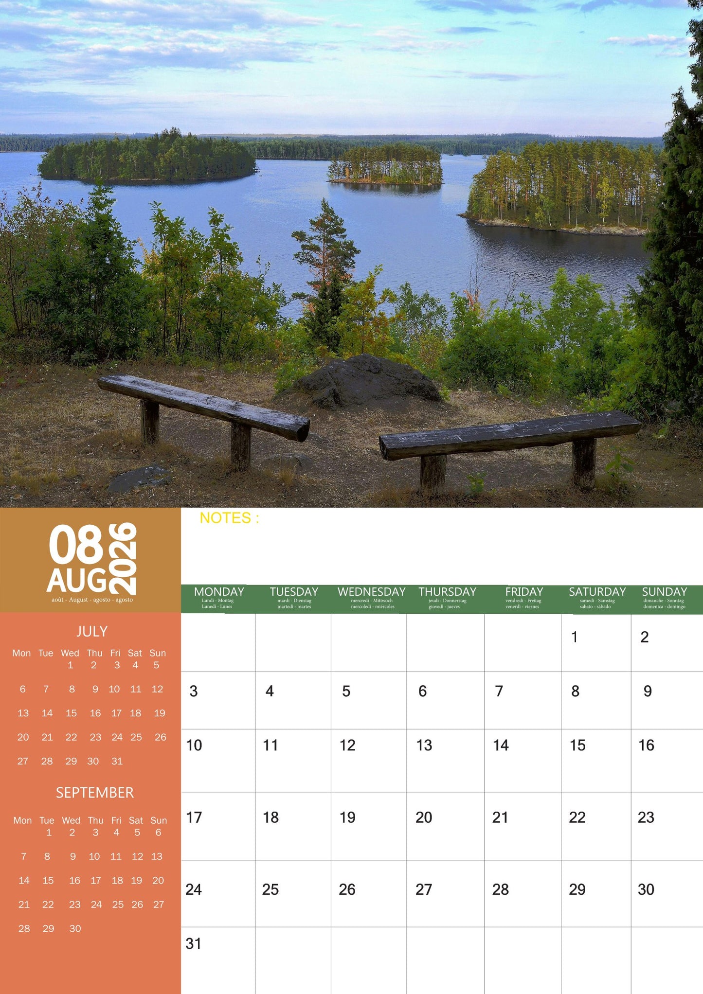 Sweden Calendar 2026 – M-PRA Range