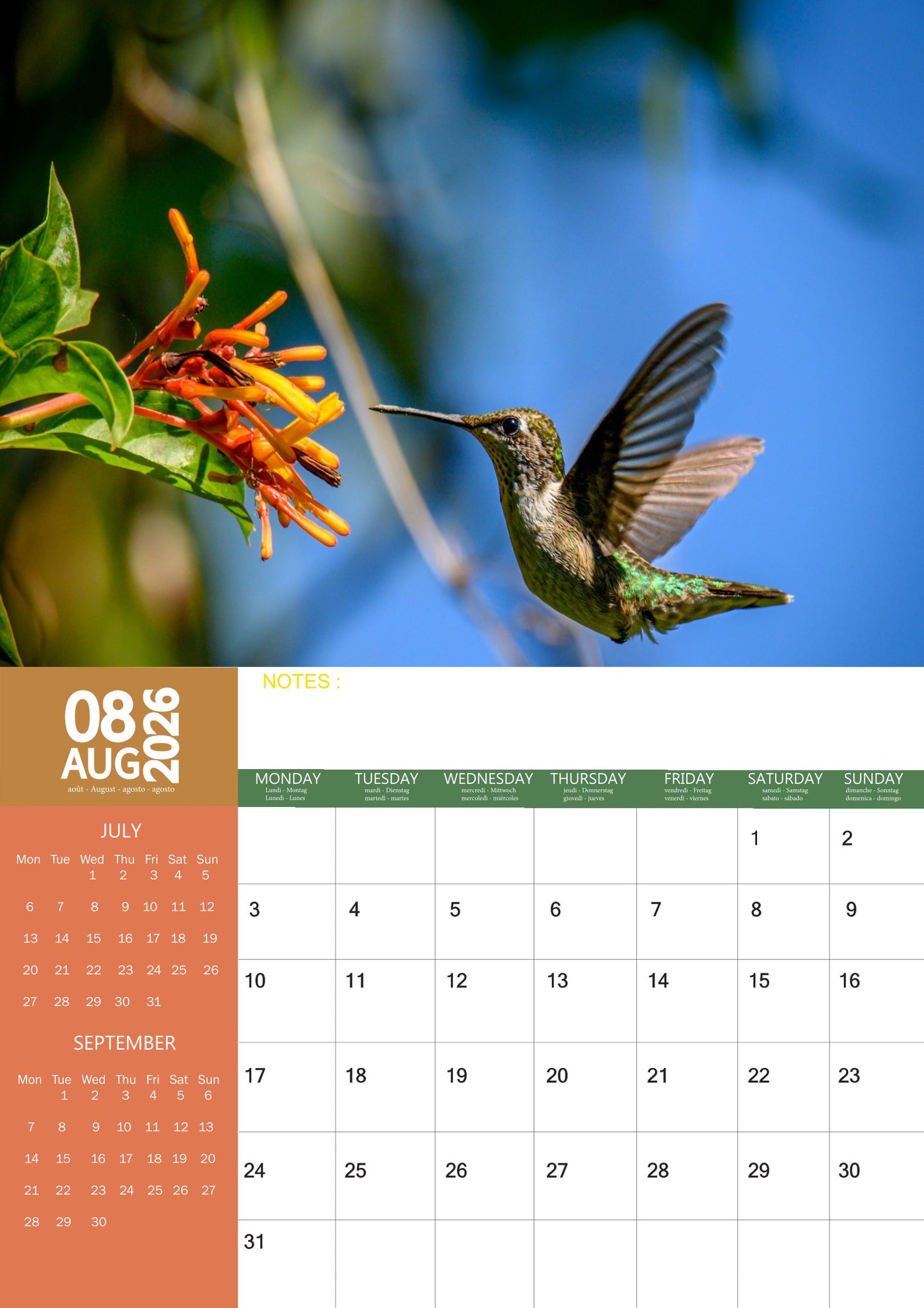 Hummingbird Calendar 2026 – M-PRA Range