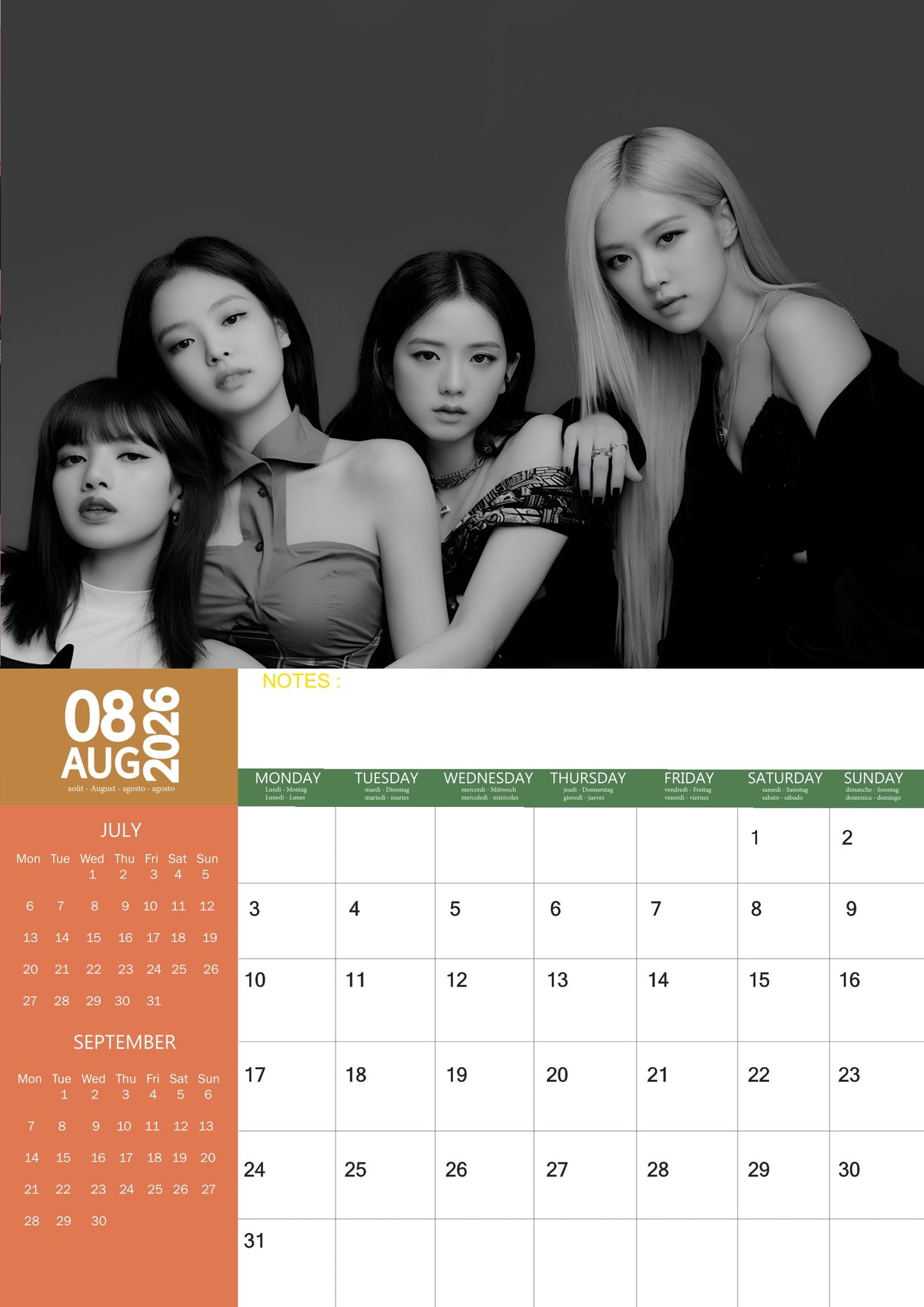 Black Pink Music Calendar 2026 – M-PRA Range