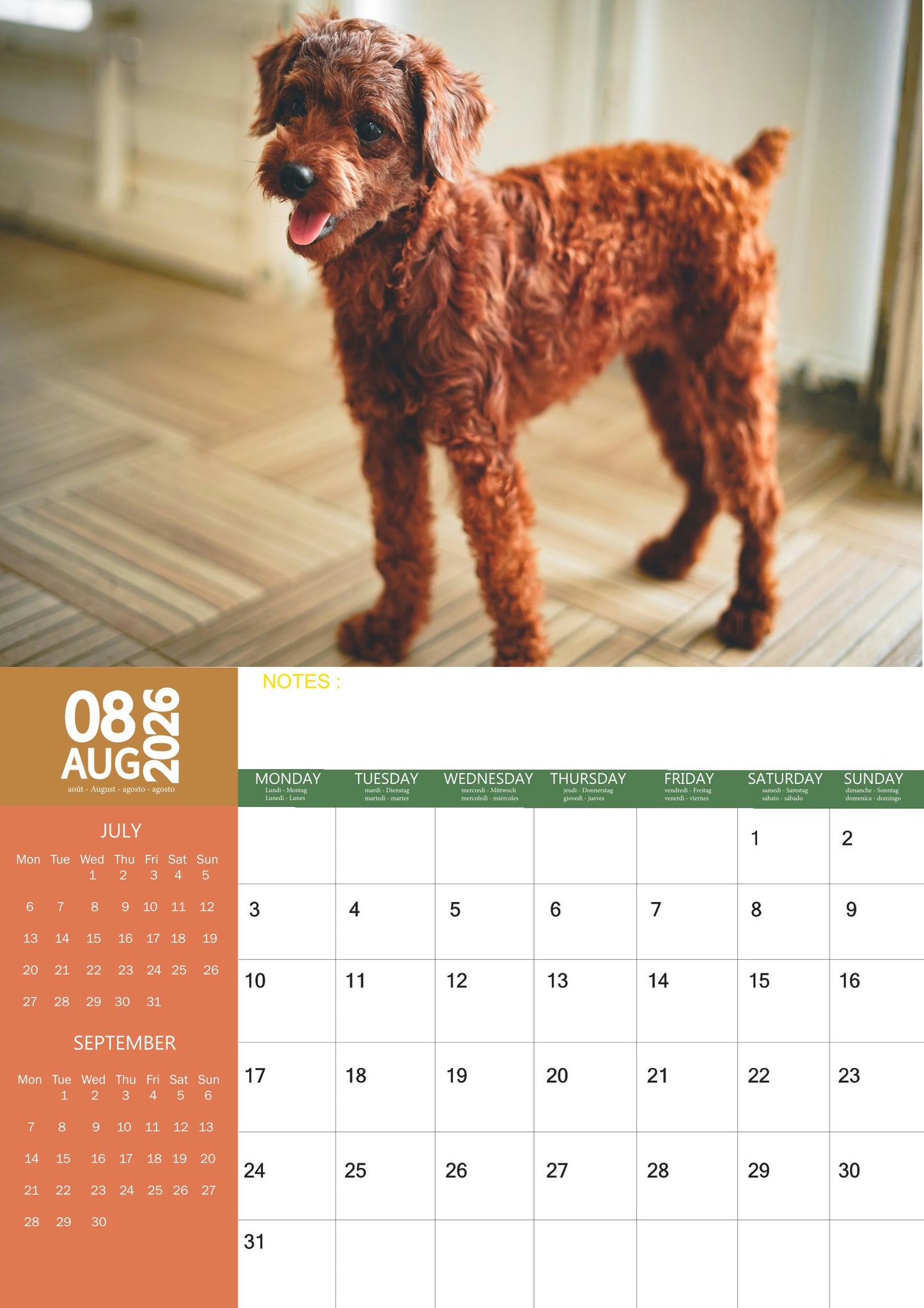 Airedale Dog Calendar 2026 – M-PRA Range