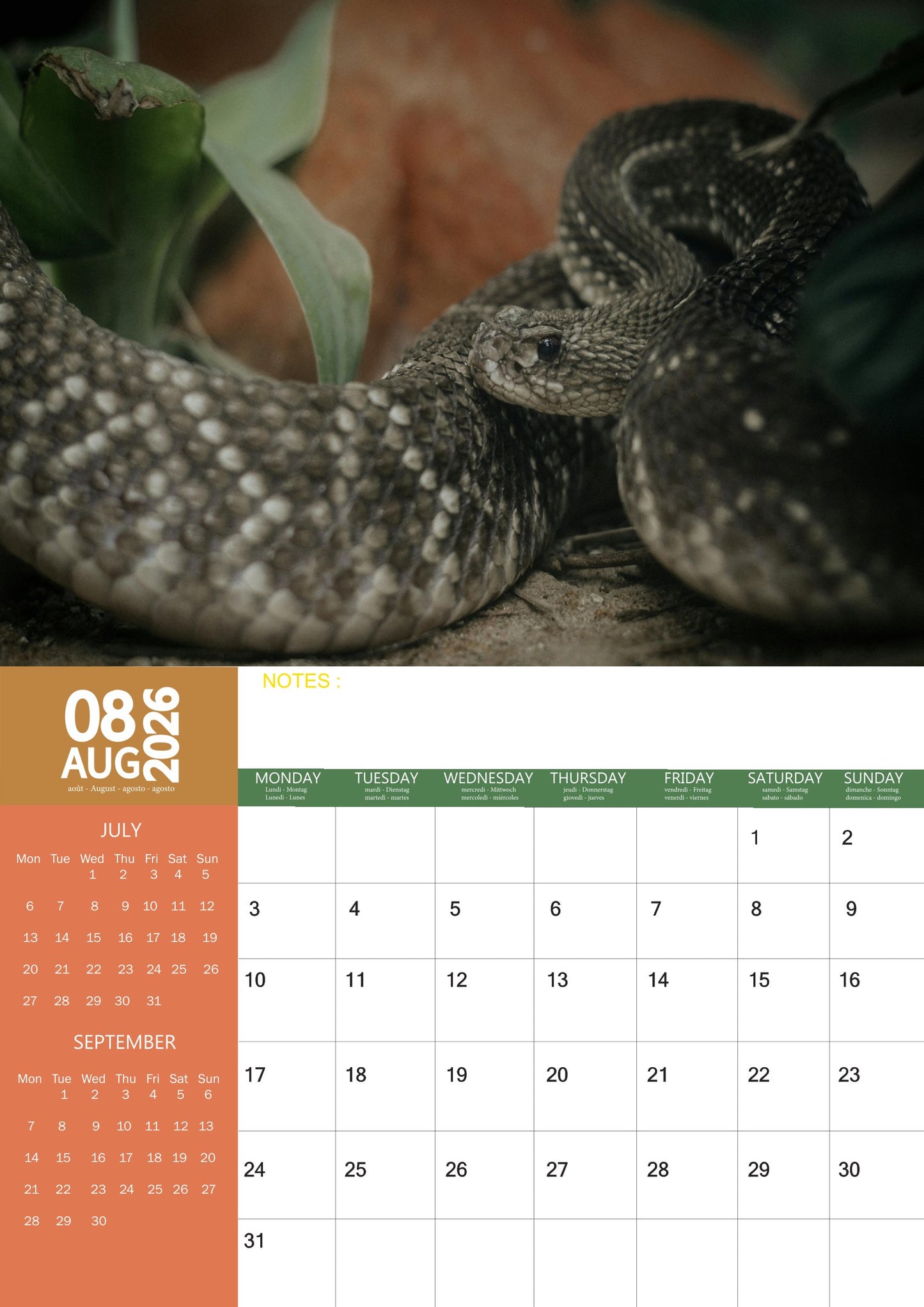Snakes Calendar 2026 – M-PRA Range