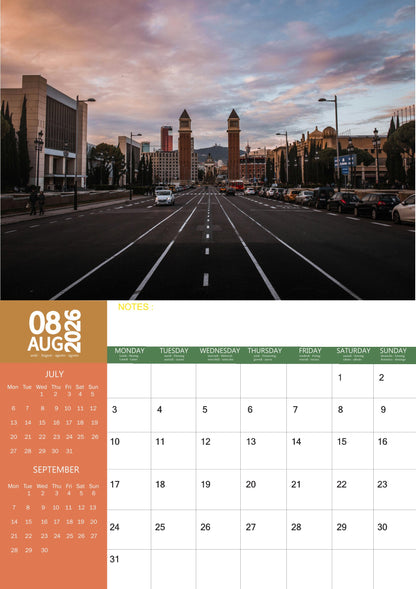 Spain Calendar 2026 – M-PRA Range