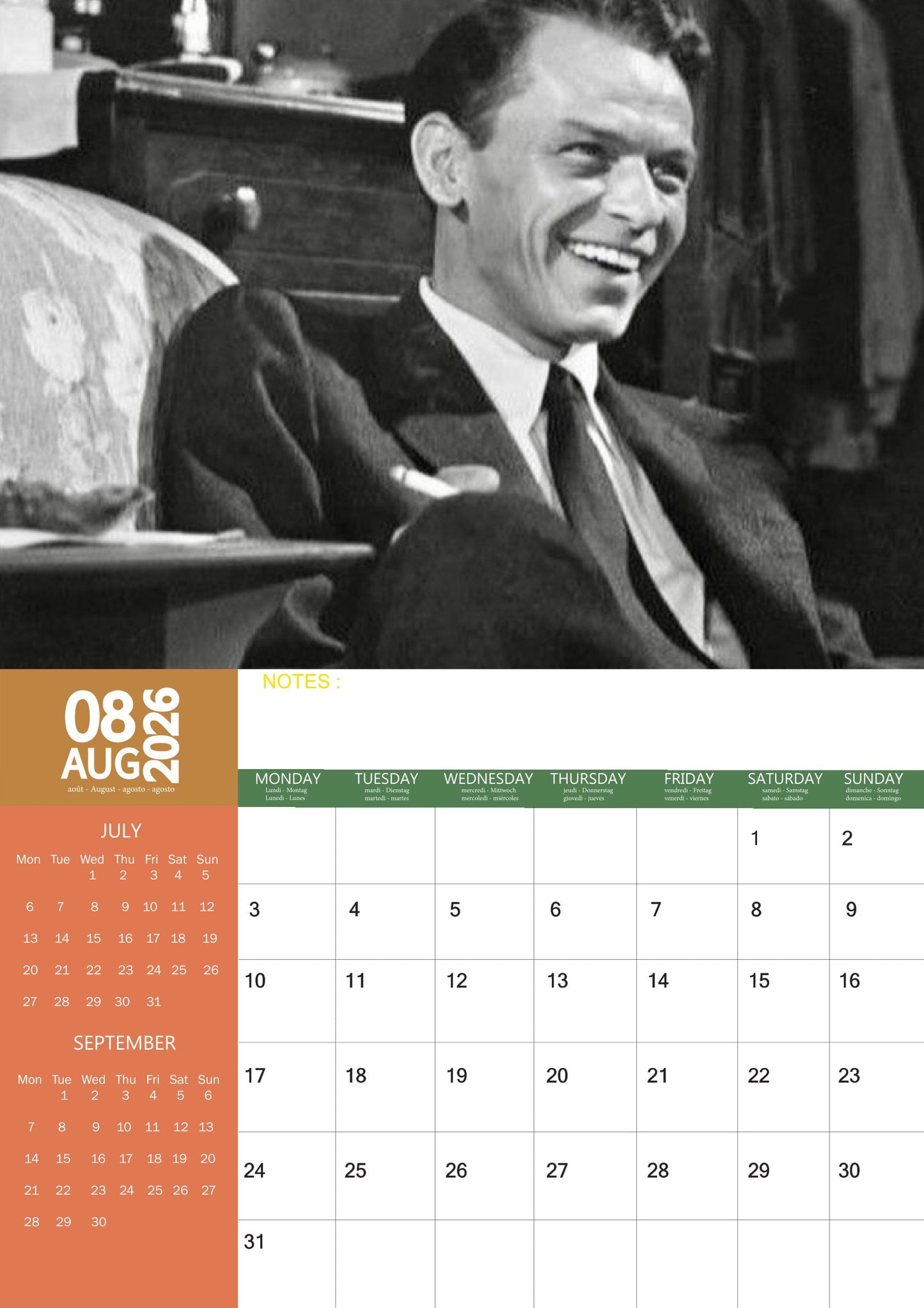 Frank Sinatra Music Calendar 2026 – M-PRA Range