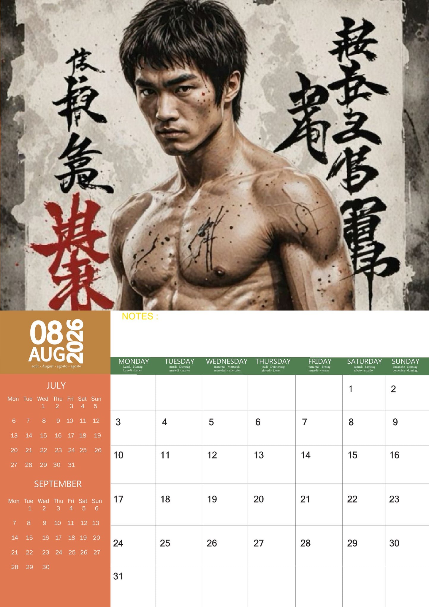 Bruce Lee Celebrity Calendar 2026 – M-PRA Range