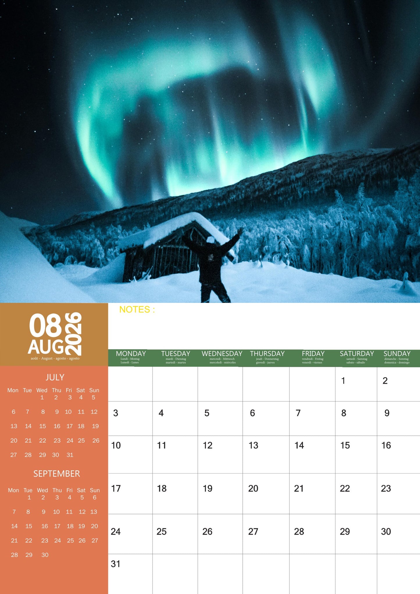 Aurora Borealis Natural Calendar 2026 – M-PRA Range