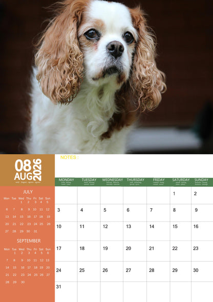 Cavalier King Charles Dog Calendar 2026 – M-PRA Range