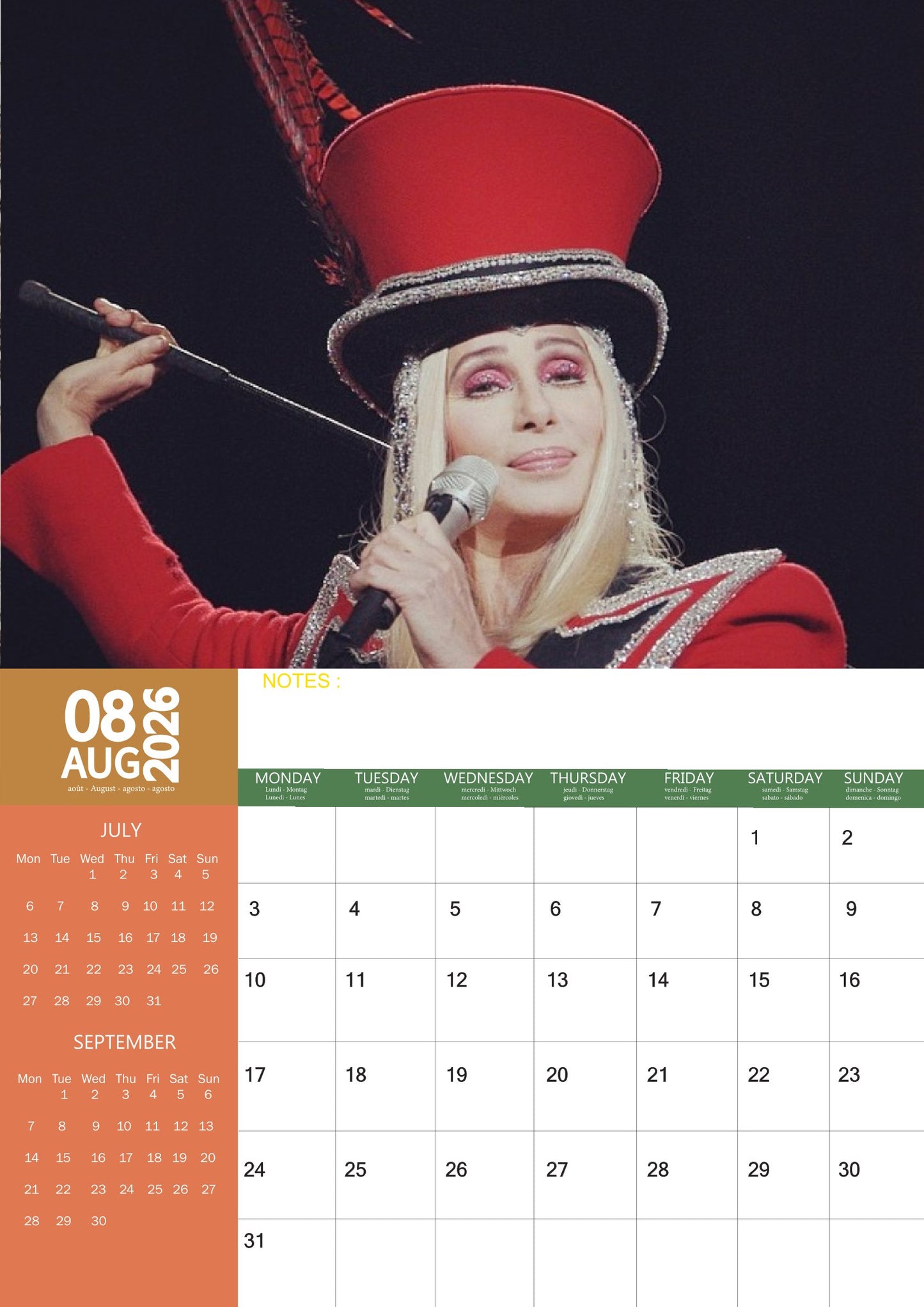 Cher Music Calendar 2026 – M-PRA Range