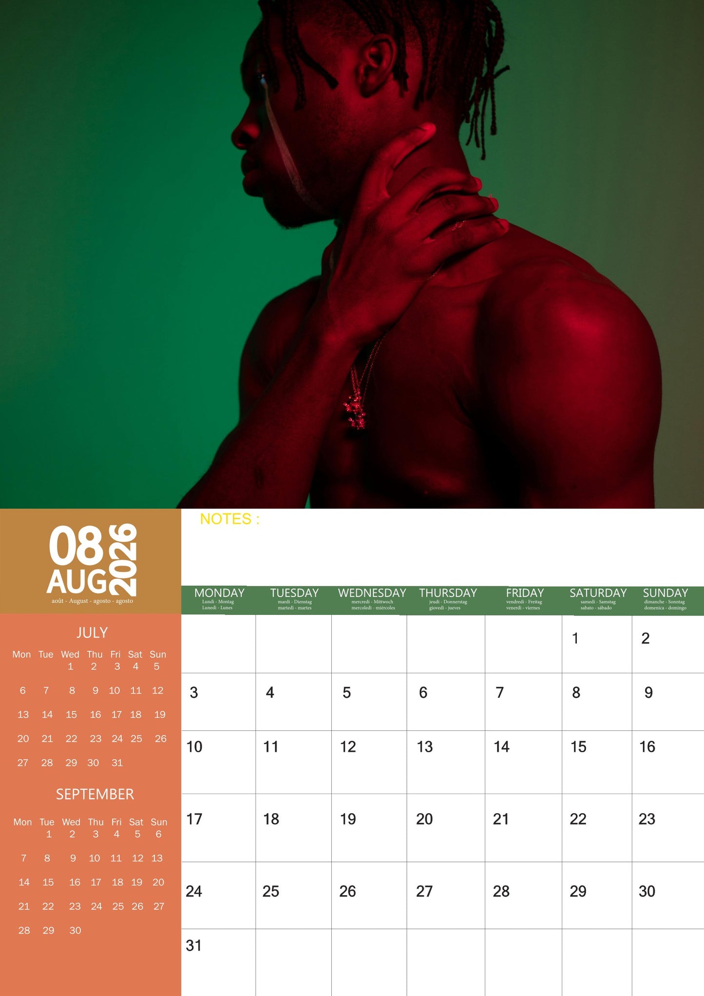 Ebony Male Calendar 2026 – M-PRA Range