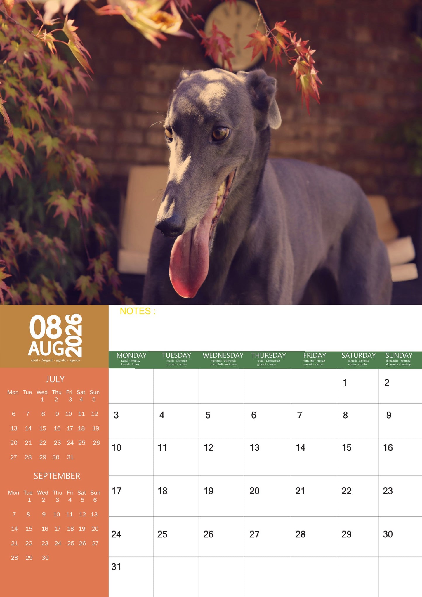 Greyhound Dog Calendar 2026 – M-PRA Range