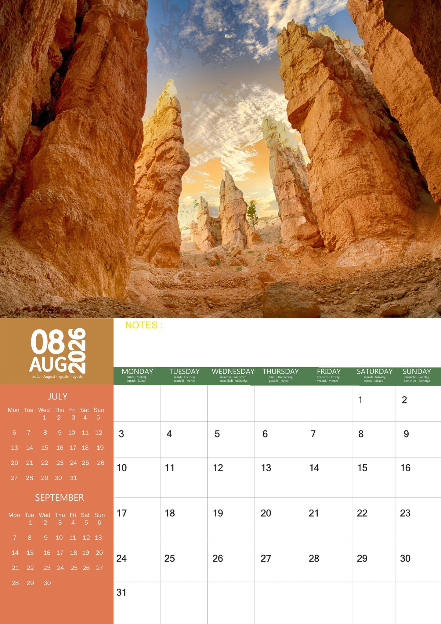 Desert Natural Calendar 2026 – M-PRA Range