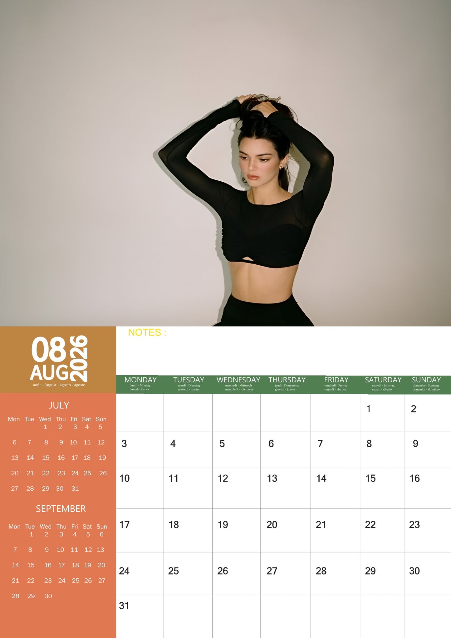 Kendall Jenner Celebrity Calendar 2026 – M-PRA Range