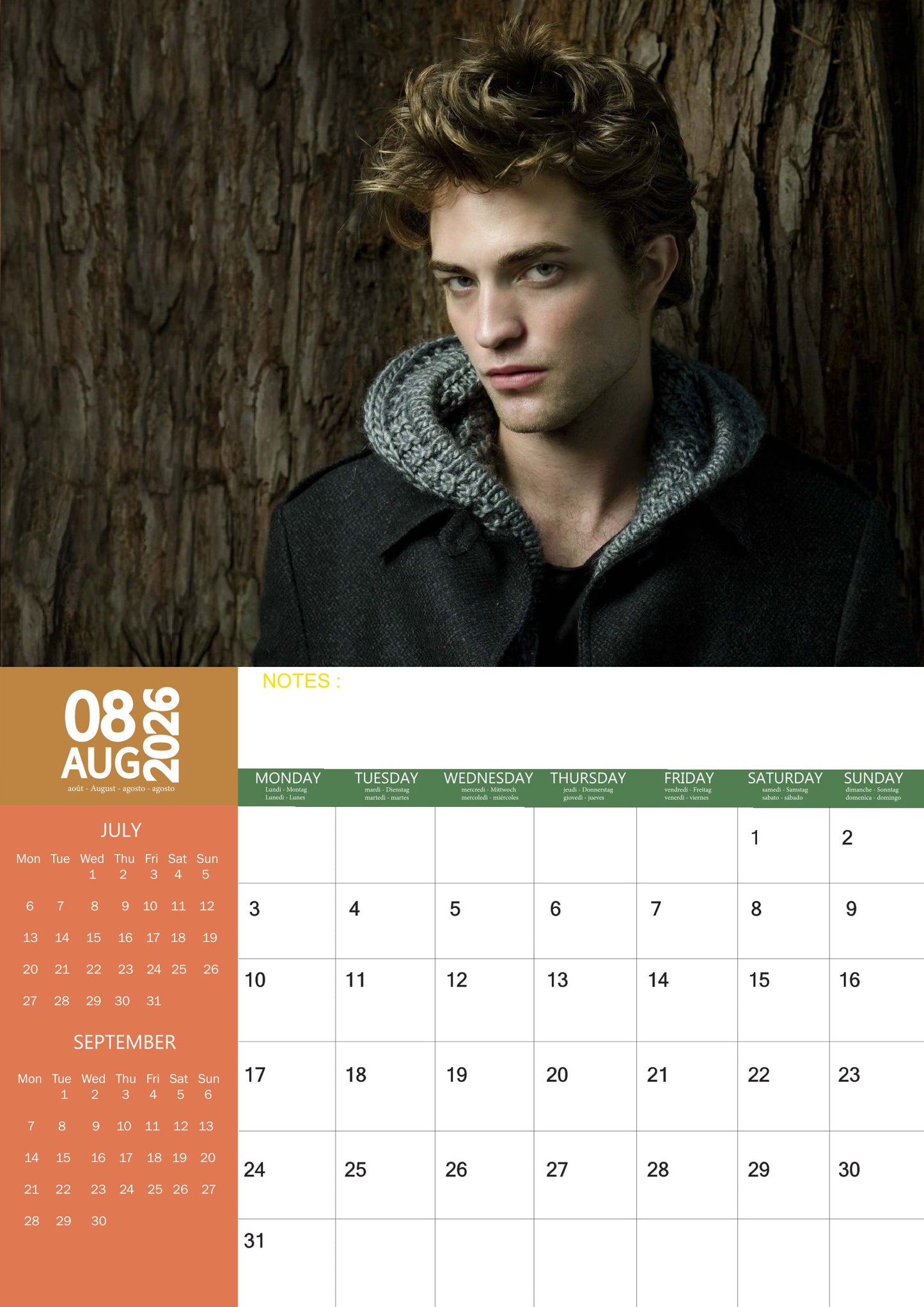 Robert Pattinson Celebrity Calendar 2026 – M-PRA Range
