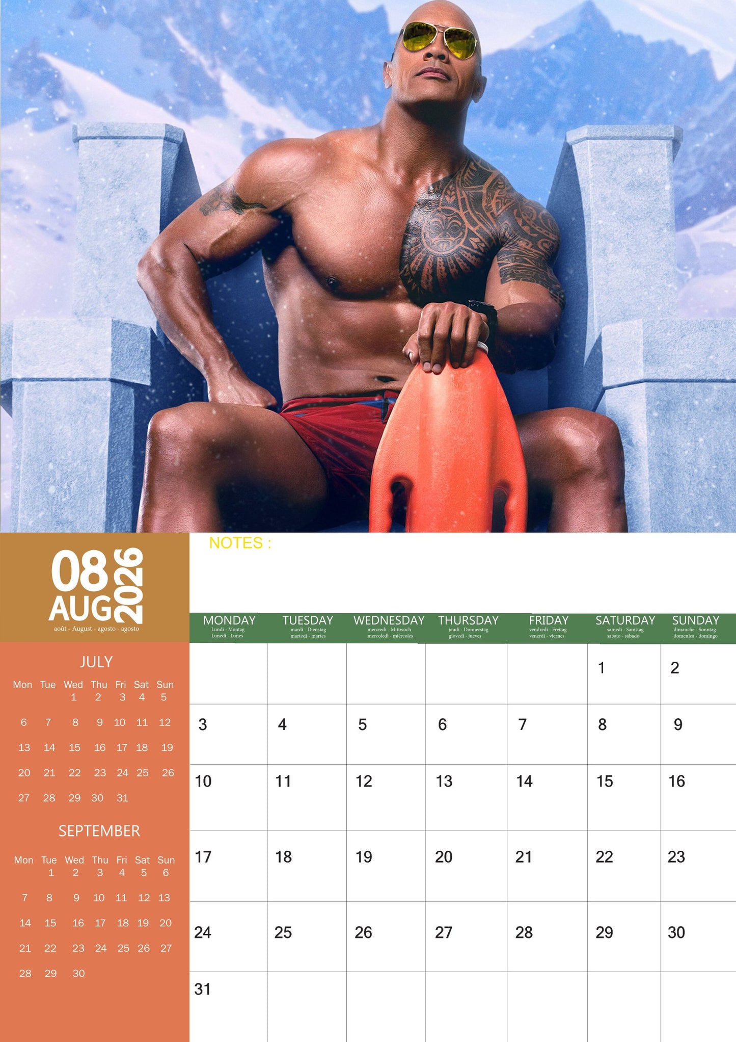 Dwayne Johnson Celebrity Calendar 2026 – M-PRA Range