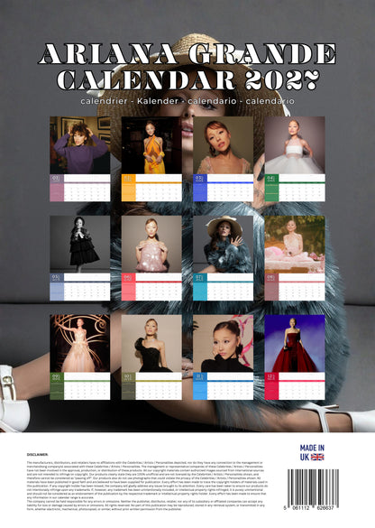 Ariana Grande Music Calendar 2027 – M-PRA Range