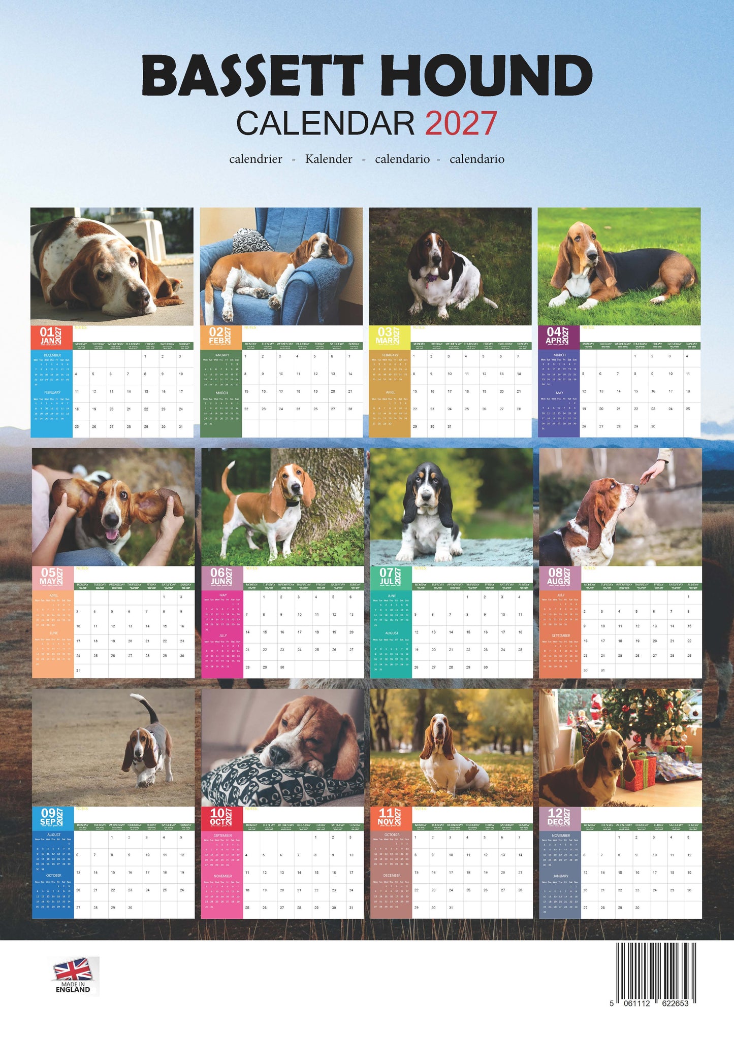Bassett Hound Dog Calendar 2027 – M-PRA Range