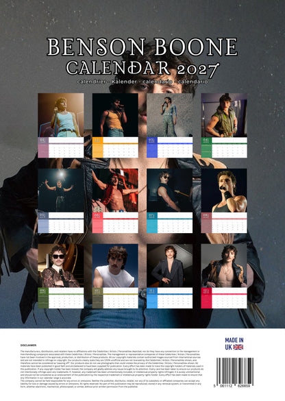 Benson Boone Music Calendar 2027 – M-PRA Range