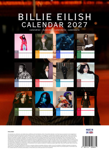 Billie Eilish Music Calendar 2027 – M-PRA Range