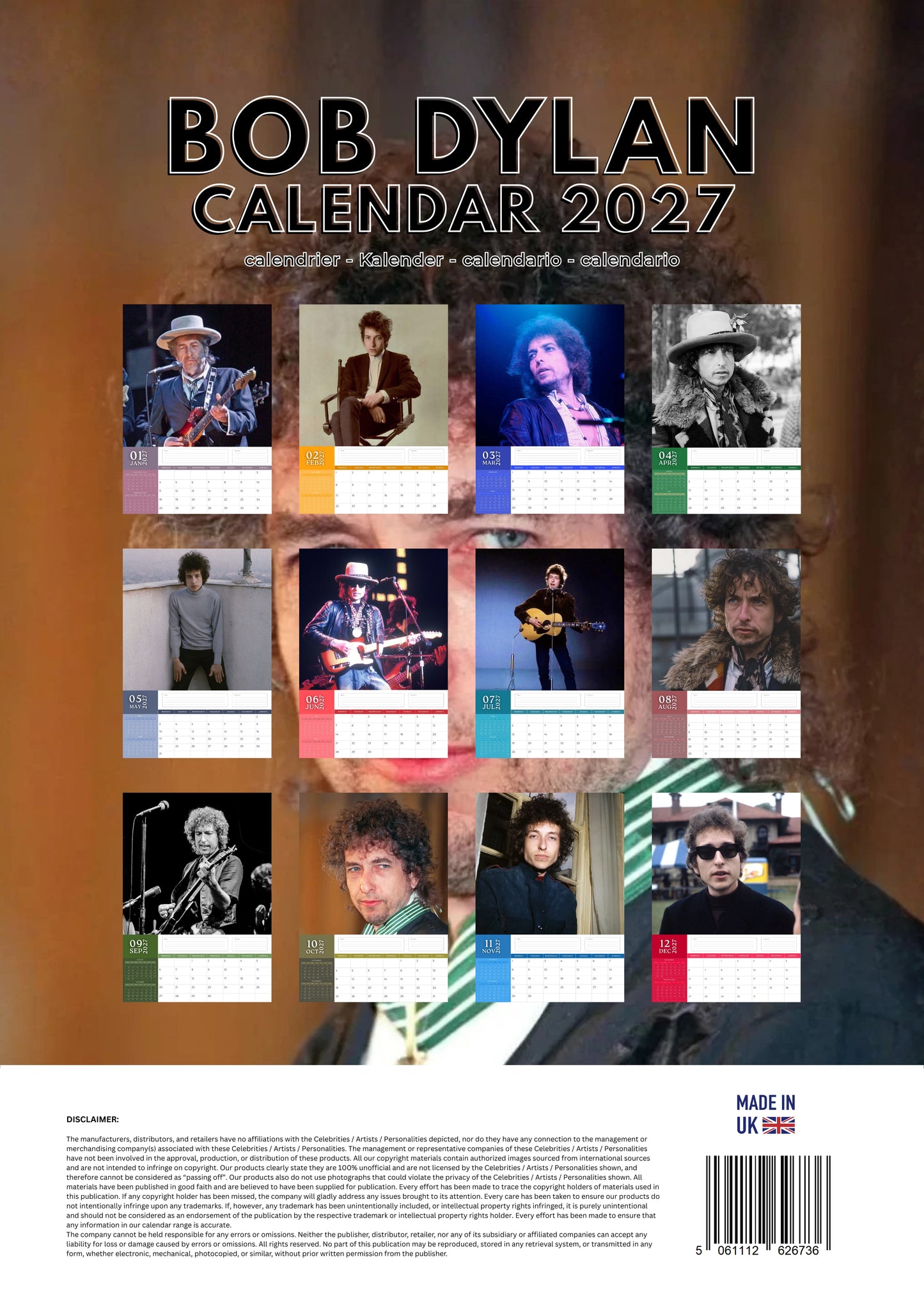 Bob Dylan Music Calendar 2027 – M-PRA Range