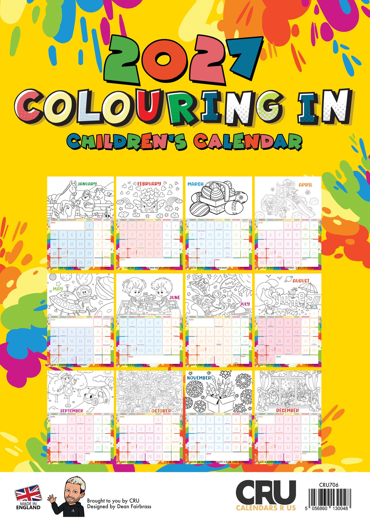 Colouring In Calendar 2027