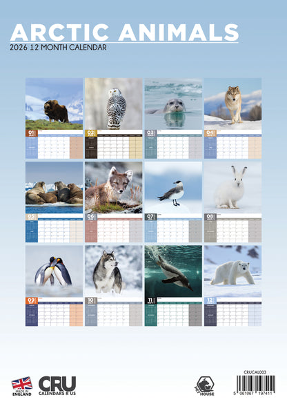 Arctic Animals Calendar 2026 – A Stunning Wildlife Wall Calendar Celebrating the Beauty of the Frozen North