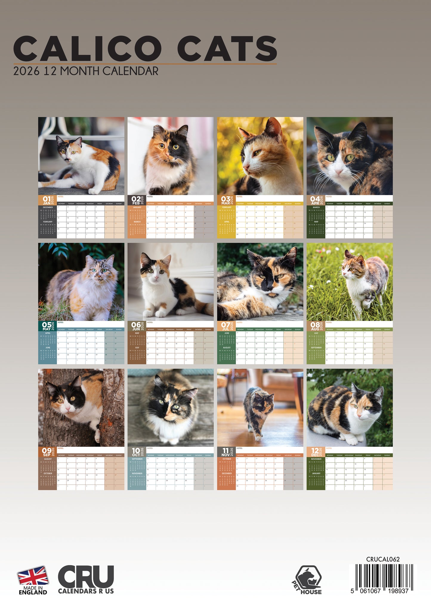 Calico Cats Calendar 2026 – A Year of Colorful Charm