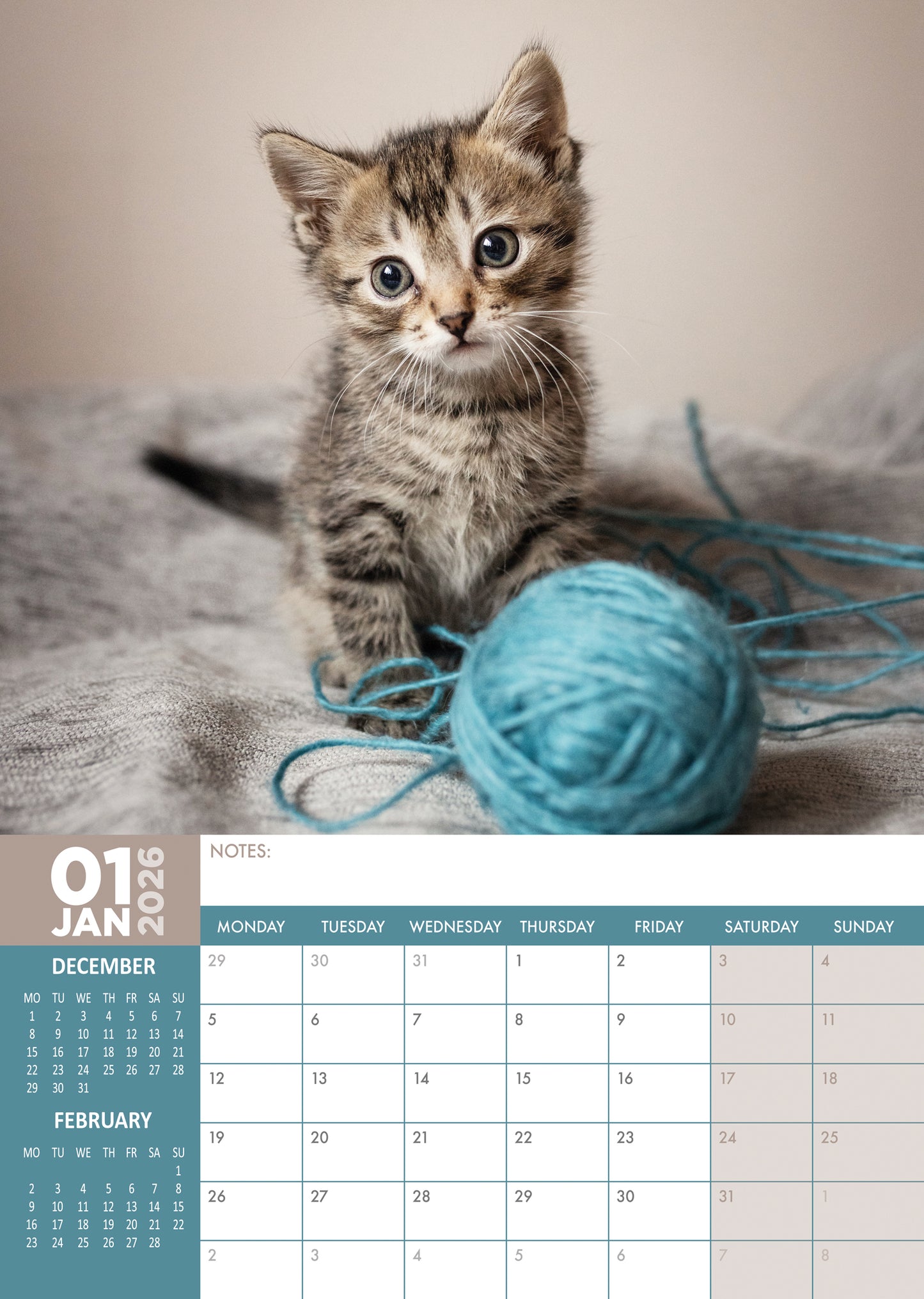 Kittens Calendar 2026 – A Year of Cuteness Overload