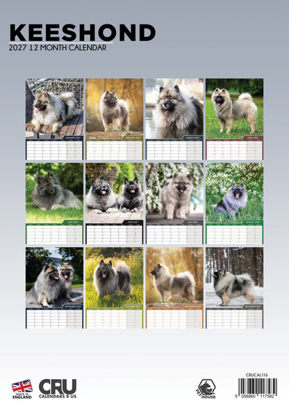 Keeshond Calendar 2027 - A3 Wall Calendar for Keeshond Dog Lovers