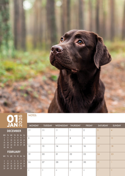 Labrador Retriever Chocolate Calendar 2026 – Celebrate the Charm of Chocolate Labradors