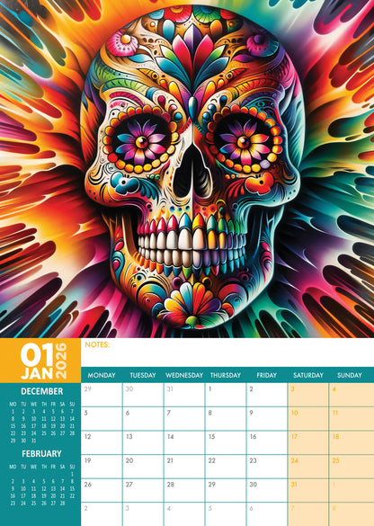 Sugar Skulls Calendar 2026 – A Colorful Celebration of Life, Art, and Tradition