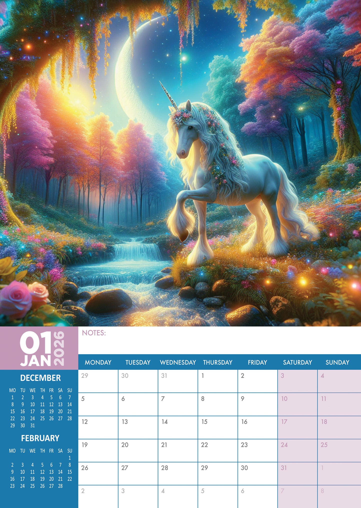 Majestic Unicorns Calendar 2026 – A Year of Enchanting Magic and Mythical Beauty