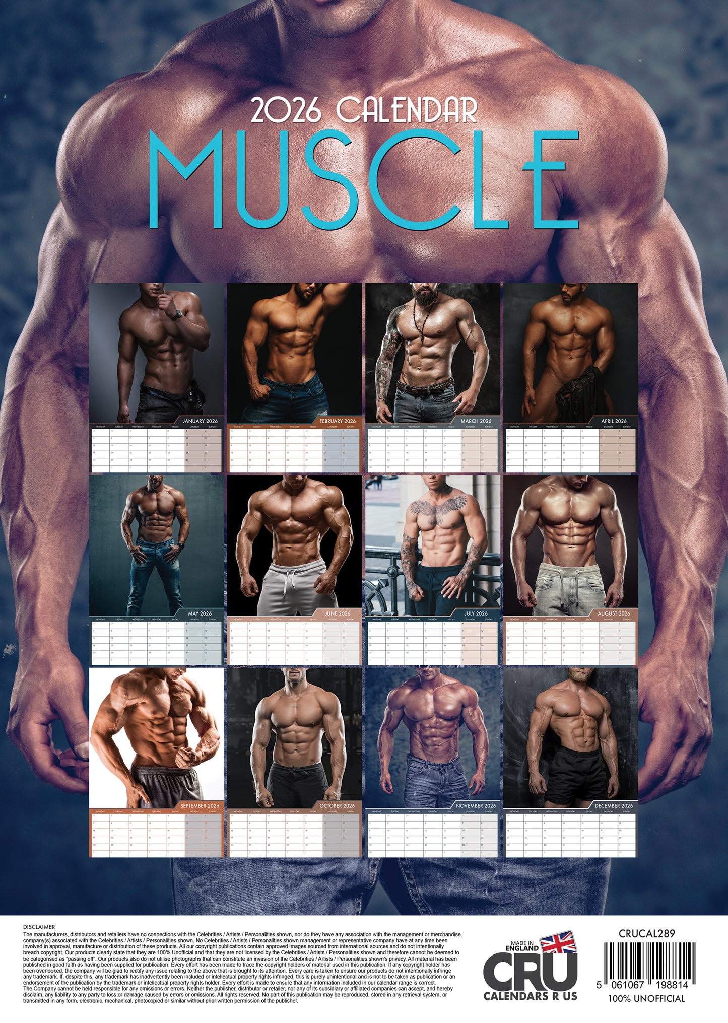 Muscle (Male Glamour) Calendar 2026 – Strength Meets Style