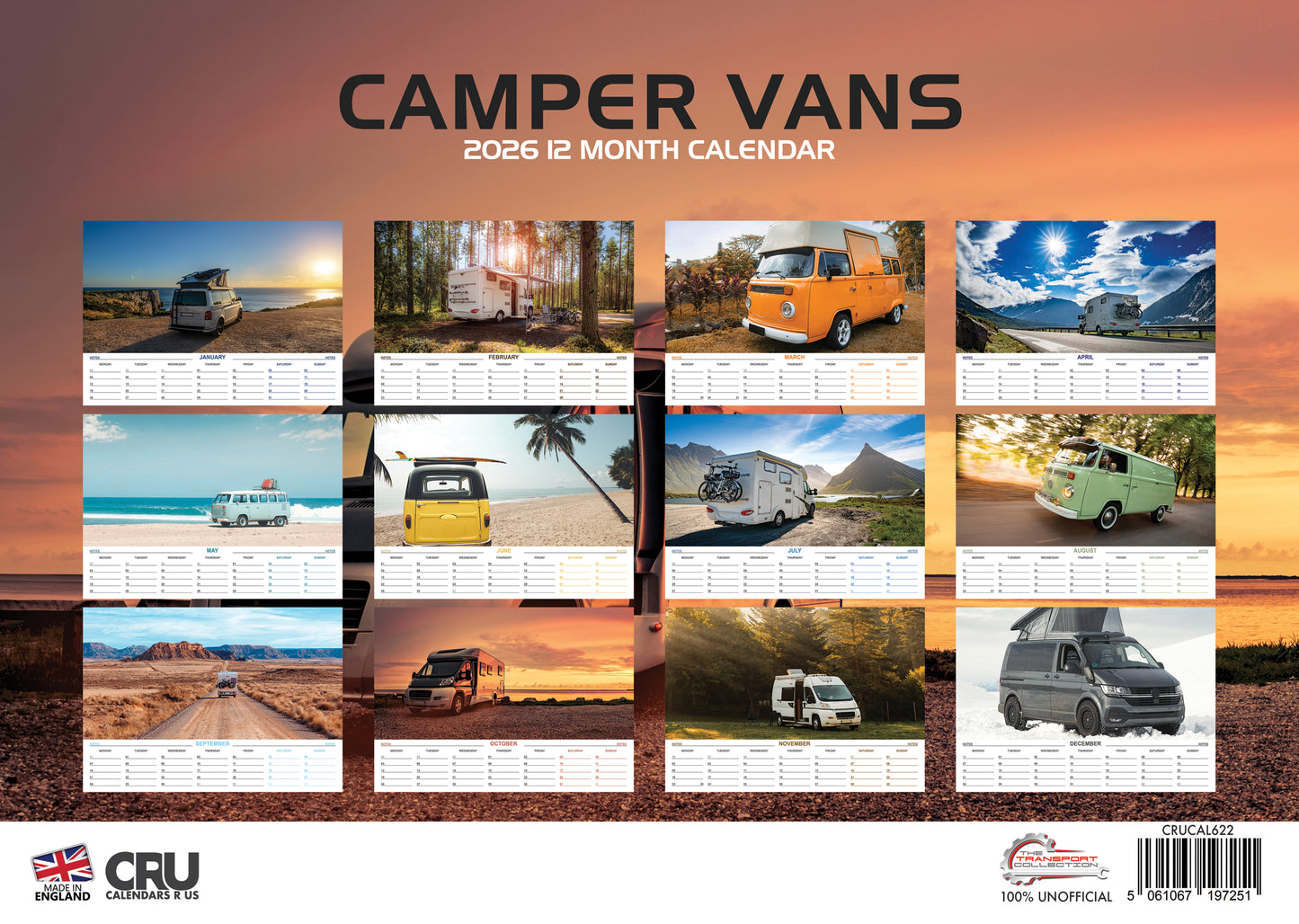 Camper Vans Calendar 2026 – Explore the World One Month at a Time