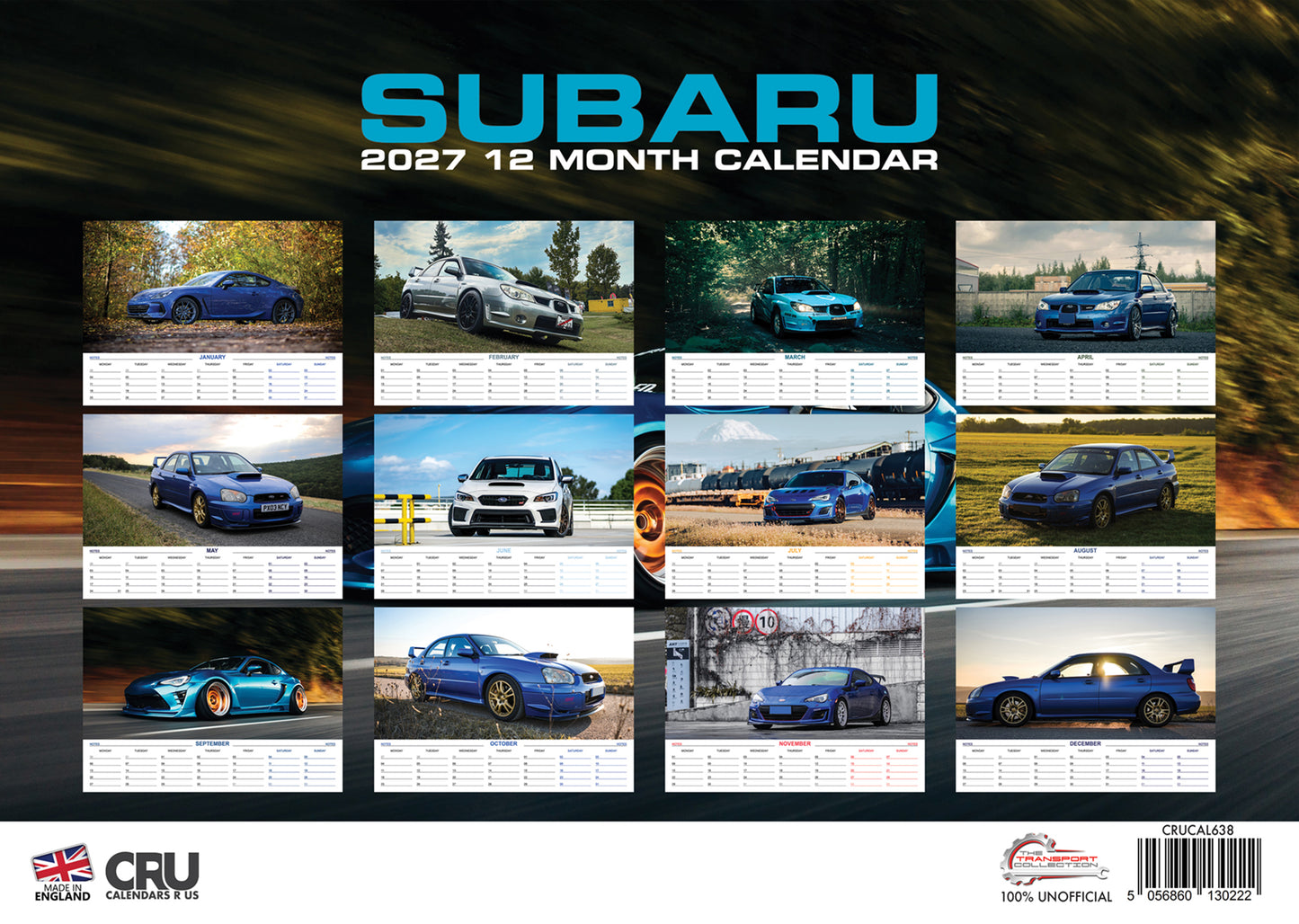 Subaru Calendar 2027 – Adventure, Performance & Style