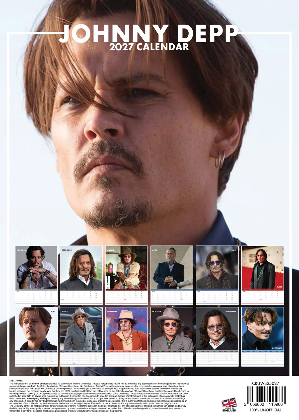 Johnny Depp Calendar 2027