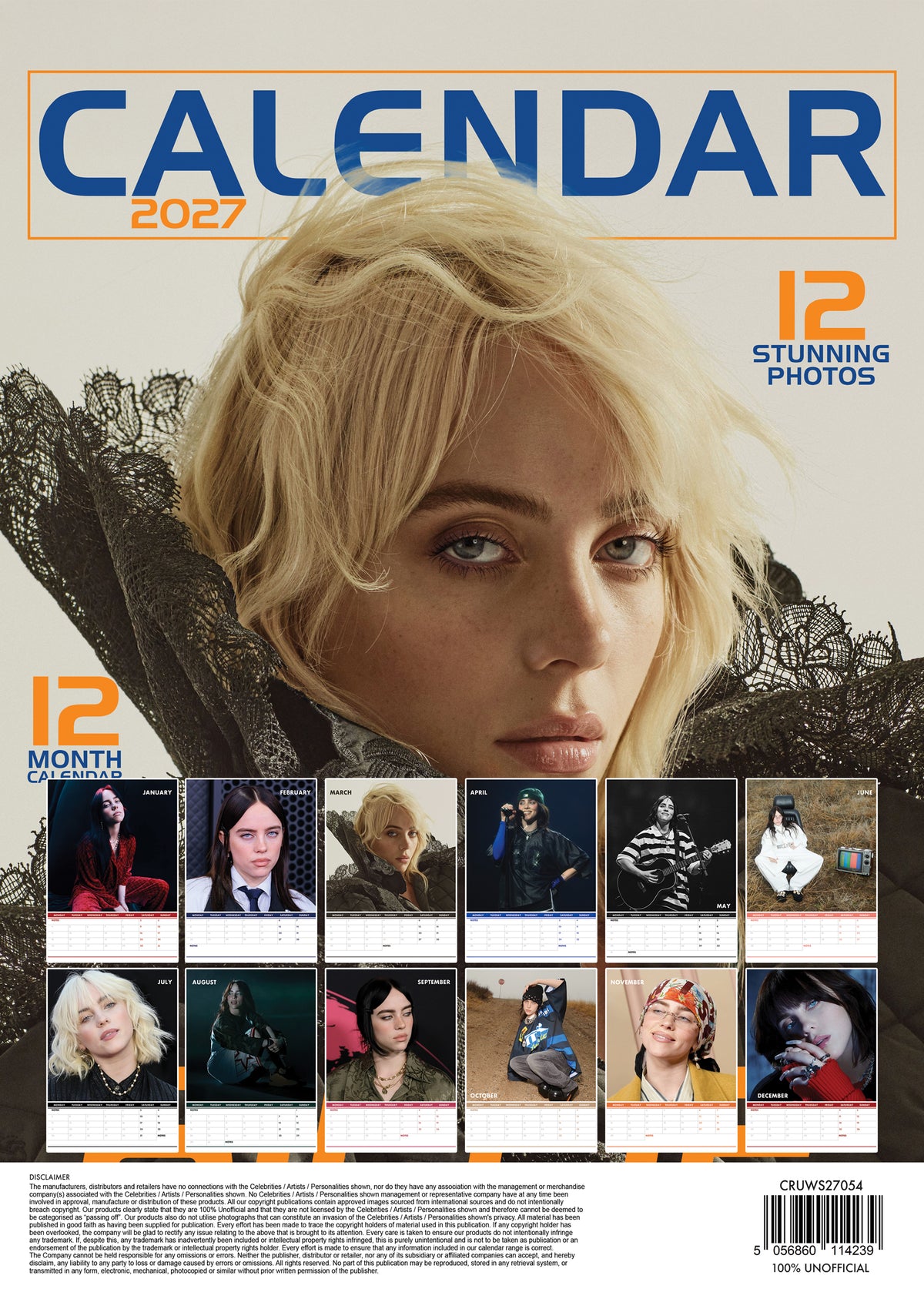 Billie Eilish Calendar 2027 – A Year of Bold Artistry and Unapologetic Style